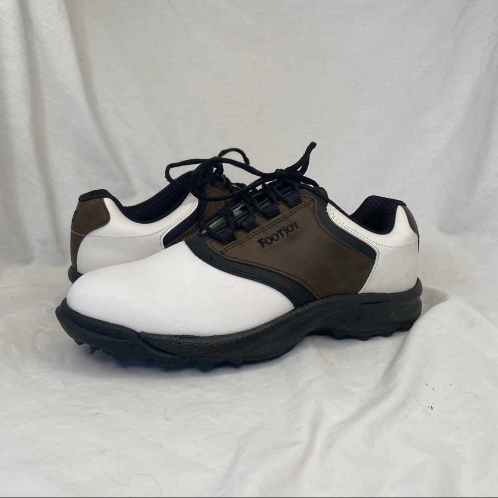 Footjoy Mens GreenJoys Leather Saddle Golf Shoes - Picture 1 of 9